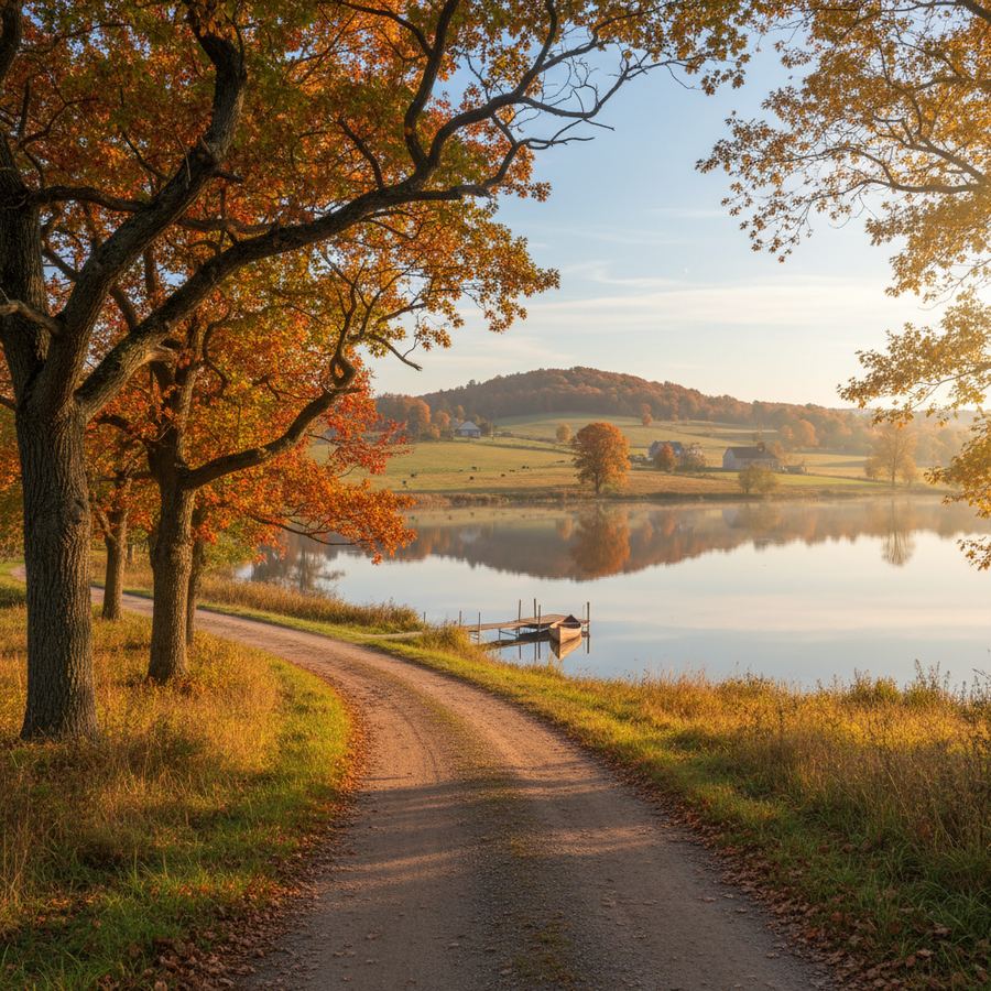 Country road through Lanark County with open farmland
