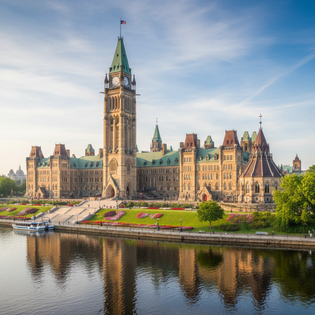 Parliament Hill seen from Major's Hill Park on a clear day