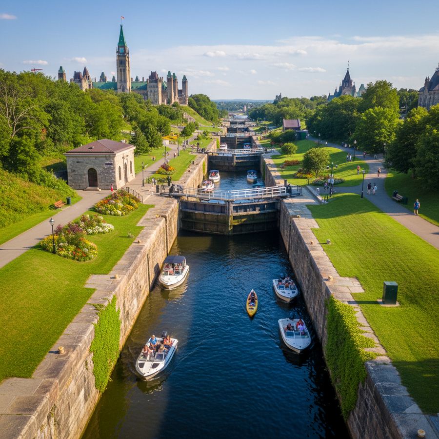 Rideau Canal locks near Parliament Hill in summer