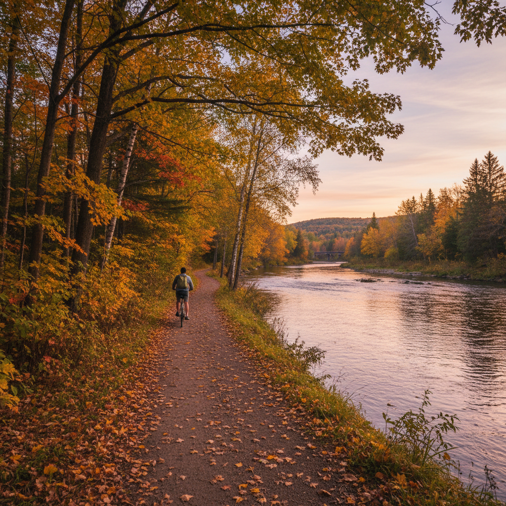 Tree-lined path along the Rideau River in Old Ottawa South during autumn